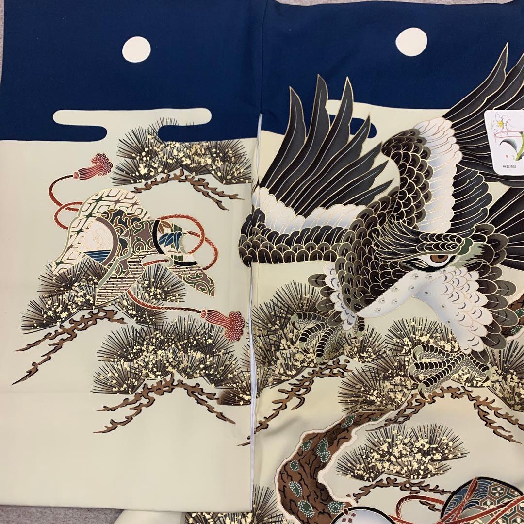 CIN紋入込新品お宮参り 産着 祝着京友禅工芸染大鷹大王松鼓図豪華祝古典文