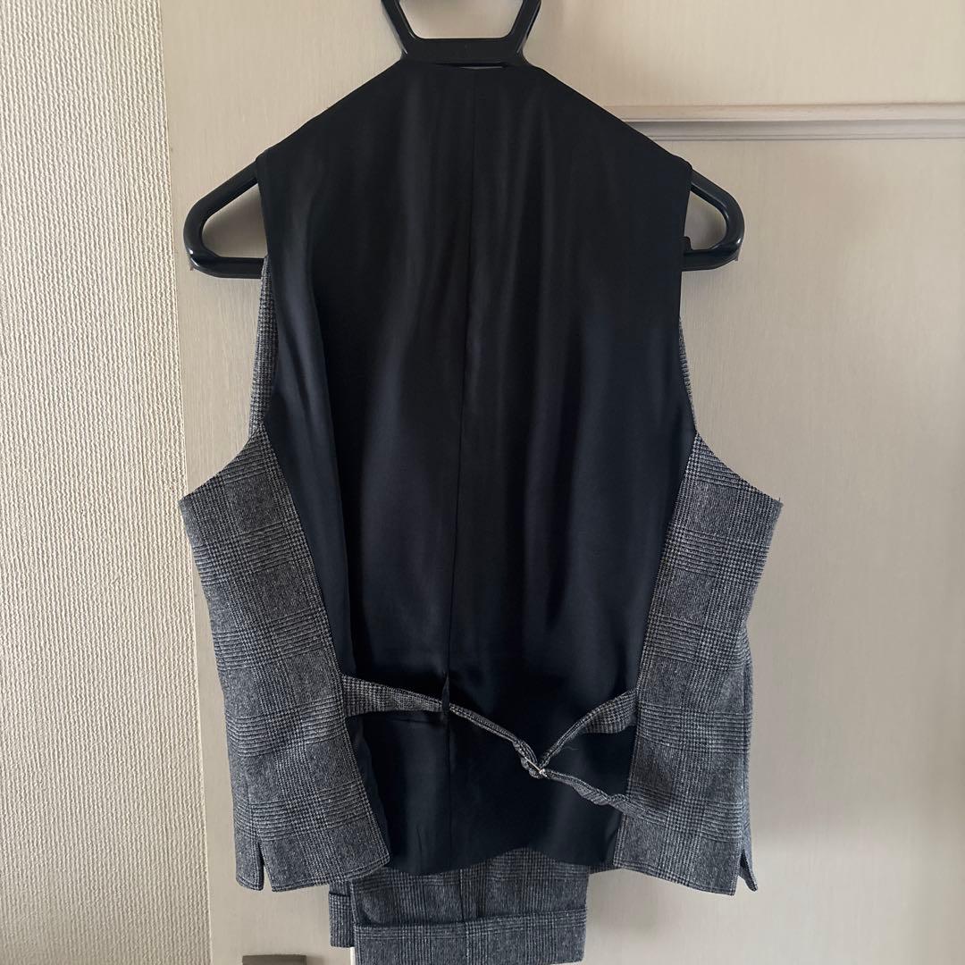 グレンチェック　起毛素材　セットアップ　ベスト付き　MORLES