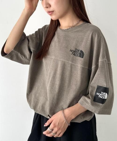 韓国限定☆ THE NORTH FACE ロゴ ステッチ Tシャツ ブラウン L