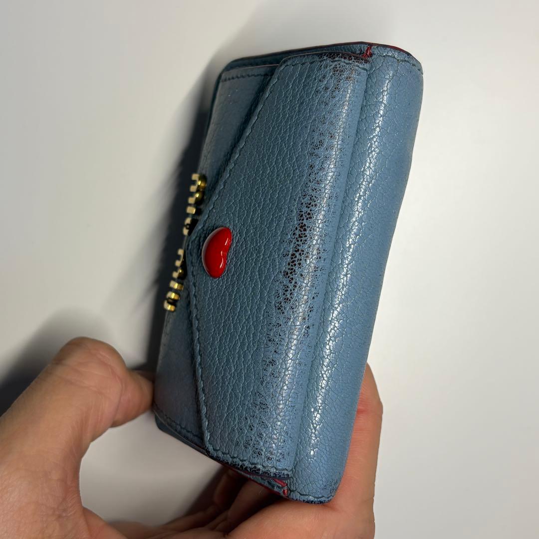 miu miu マドラス ラブレター 三つ折り財布 青 ブルー ミュウミュウ