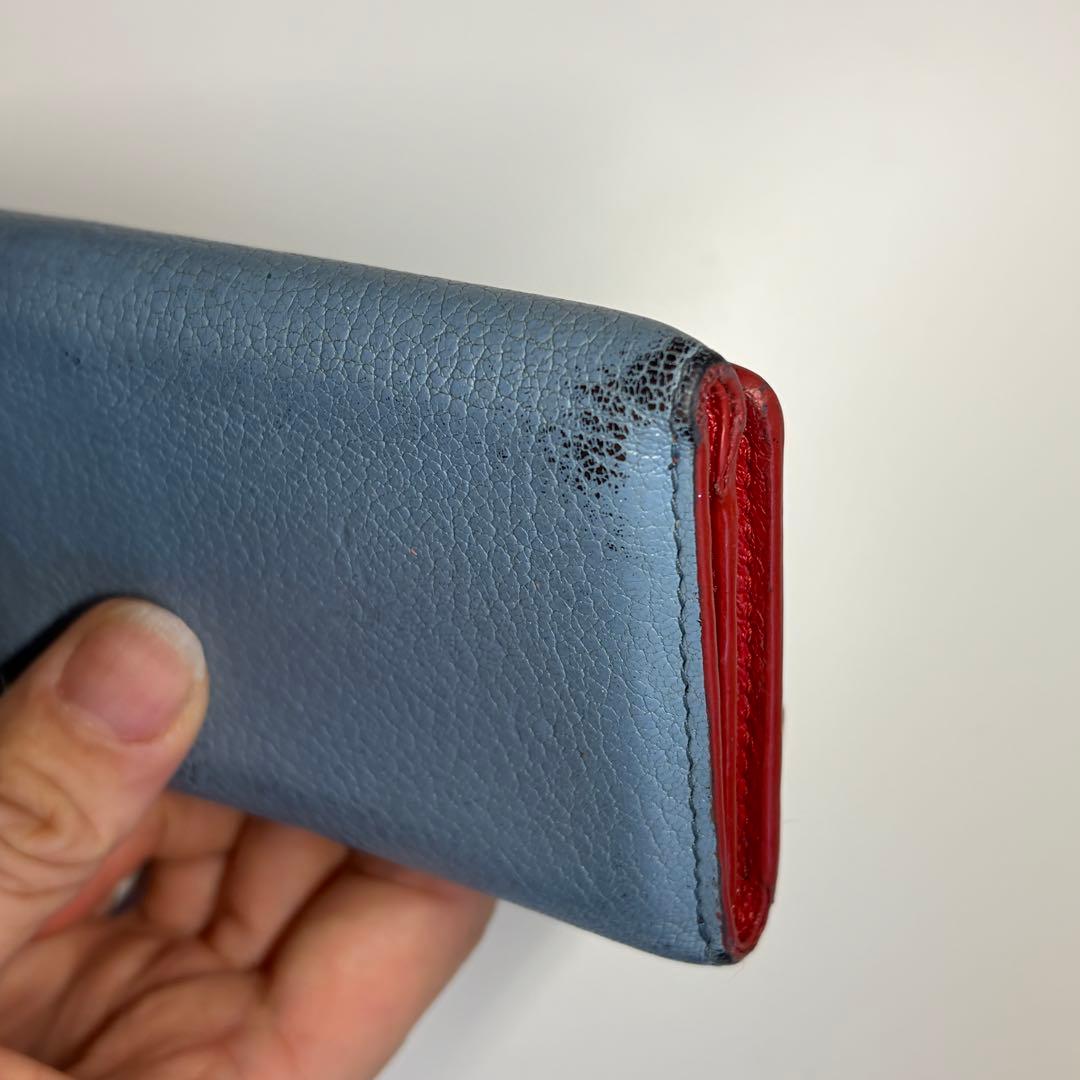 miu miu マドラス ラブレター 三つ折り財布 青 ブルー ミュウミュウ