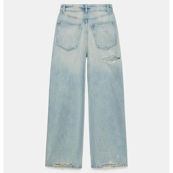 【最安値】ZARA TRF ミッドライズ折り返しウエストデニムパンツ 32 完売
