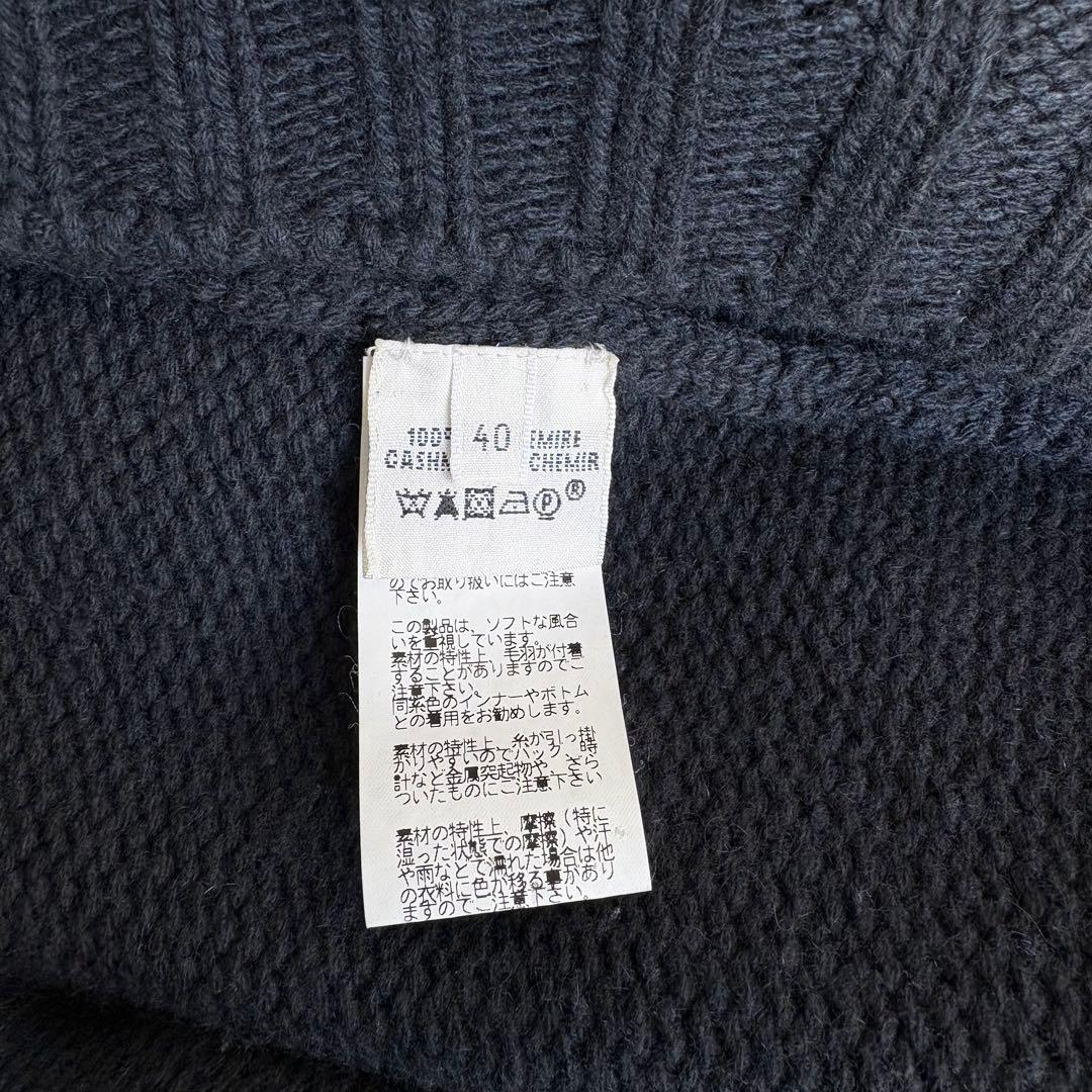 HERMES カシミヤニットワンピース 40 ネイビー 半袖