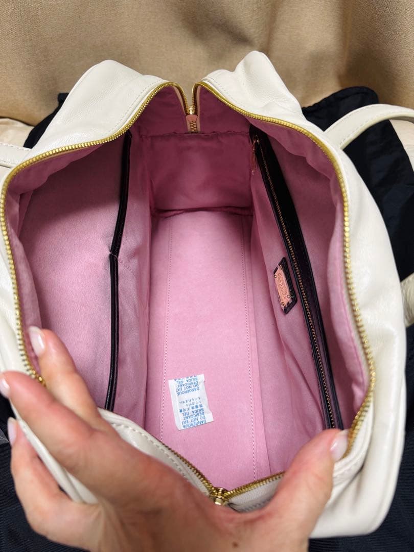 値下‼️新品ココセリュックスゴールドダイヤモンドレザー3WAYボストン、クラッチ付