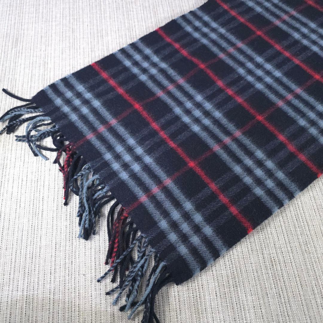 Burberry's　バーバリー　ノバチェック　カシミヤ　マフラー　ネイビー