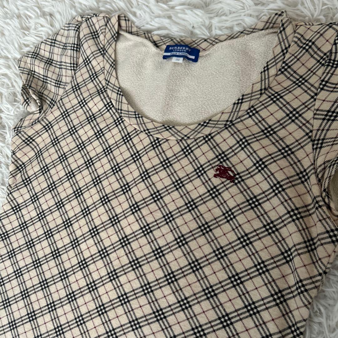 平成 y2k バーバリーブルーレーベル ロゴ刺繍 ノバチェック 半袖　トップス