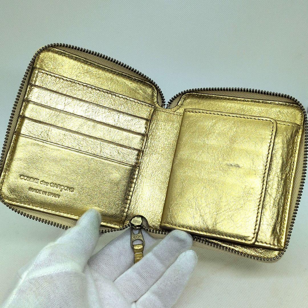 【現行 極美品 箱付 金運◎】コムデギャルソン　ラウンドジップ　二つ折り財布