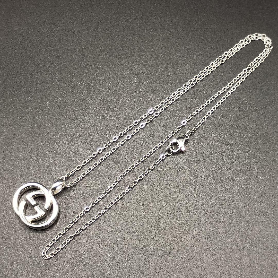 【美品】GUCCI ダブルGロゴ ネックレス 50cm SILVER925