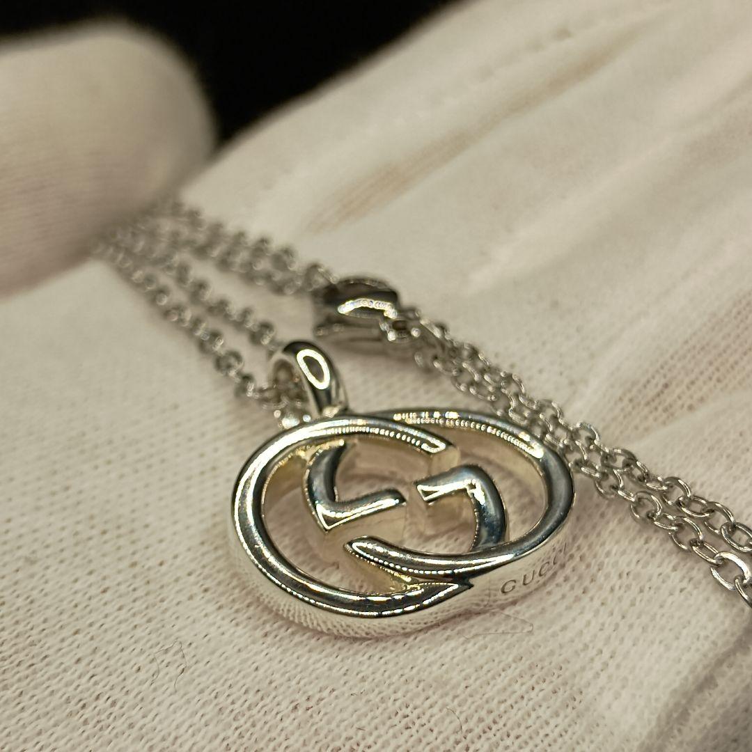 【美品】GUCCI ダブルGロゴ ネックレス 50cm SILVER925