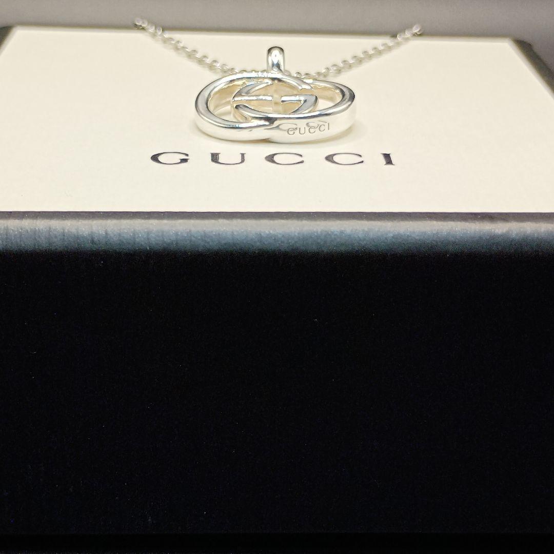 【美品】GUCCI ダブルGロゴ ネックレス 50cm SILVER925