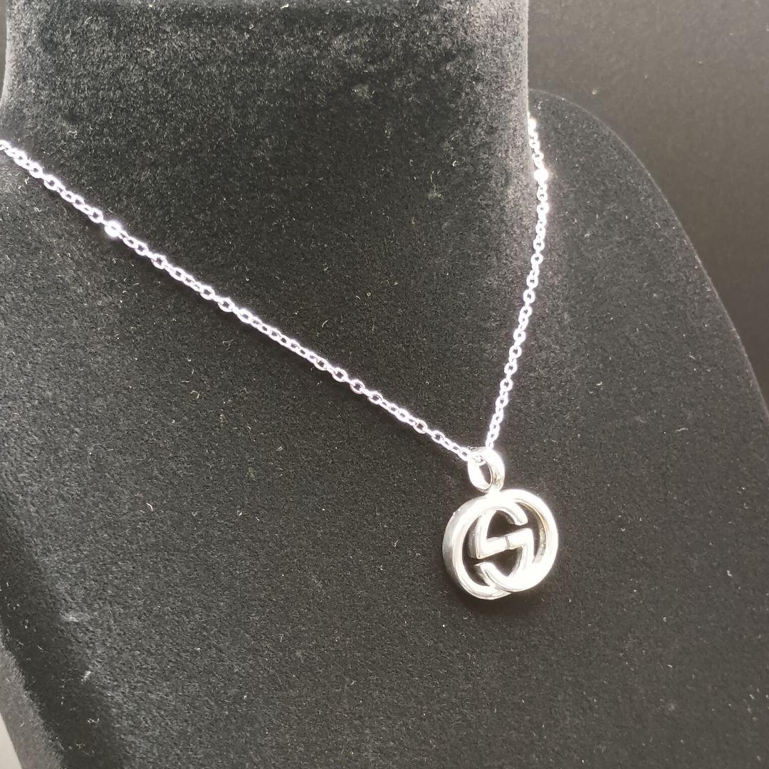 【美品】GUCCI ダブルGロゴ ネックレス 50cm SILVER925