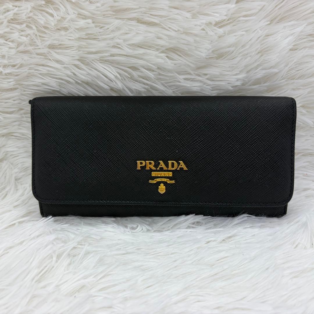 RFID搭載/未使用級✨️プラダ 長財布 折り財布 サフィアーノ レザー 黒