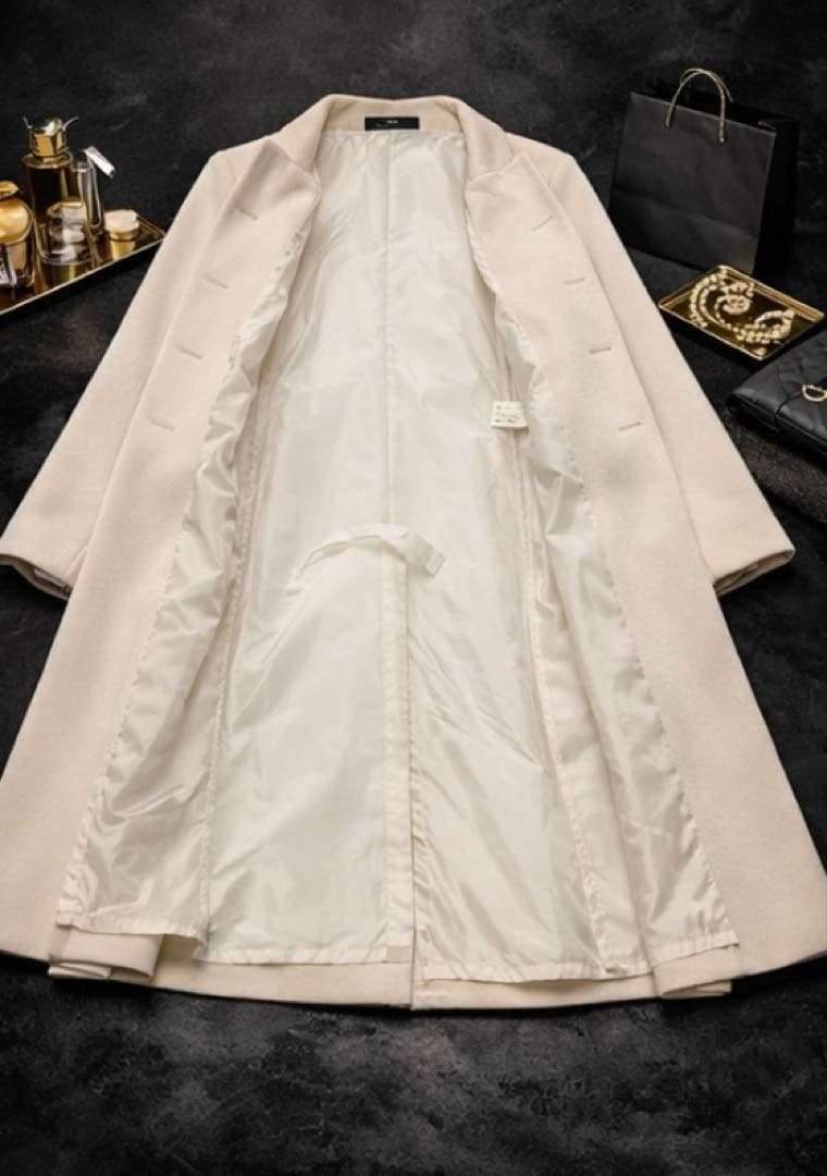 ⭐︎美品⭐︎【theory】 ウール・カシミヤ混　ロングコート　オフホワイト