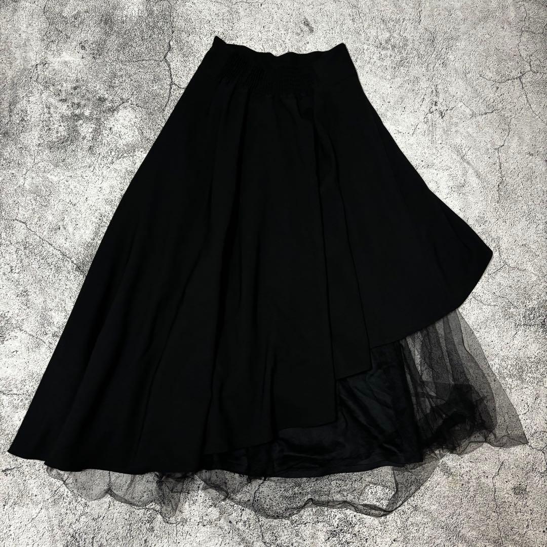 COMMEdesGARCONS アシンメトリースカート　チュール　ウールギャバ