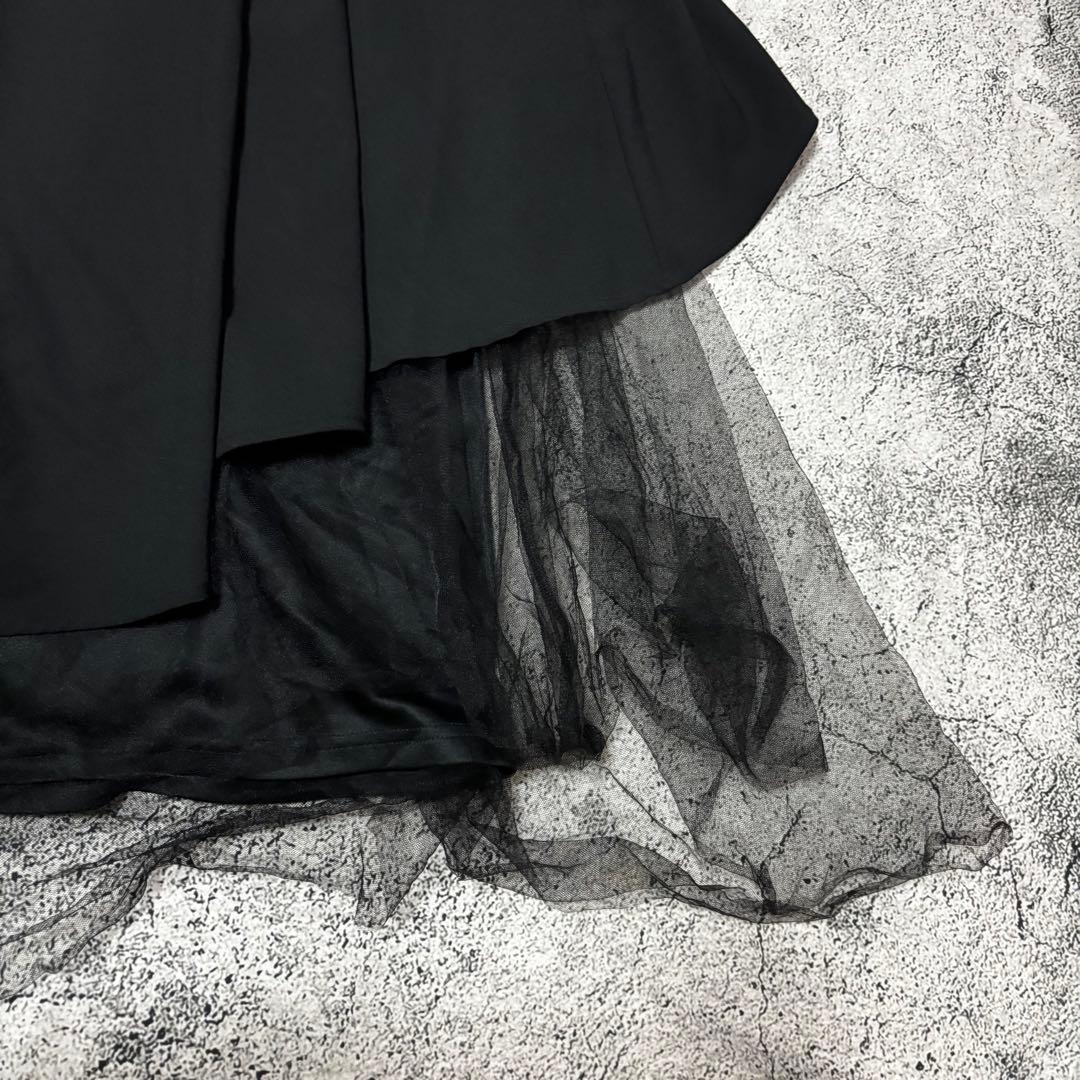 COMMEdesGARCONS アシンメトリースカート　チュール　ウールギャバ