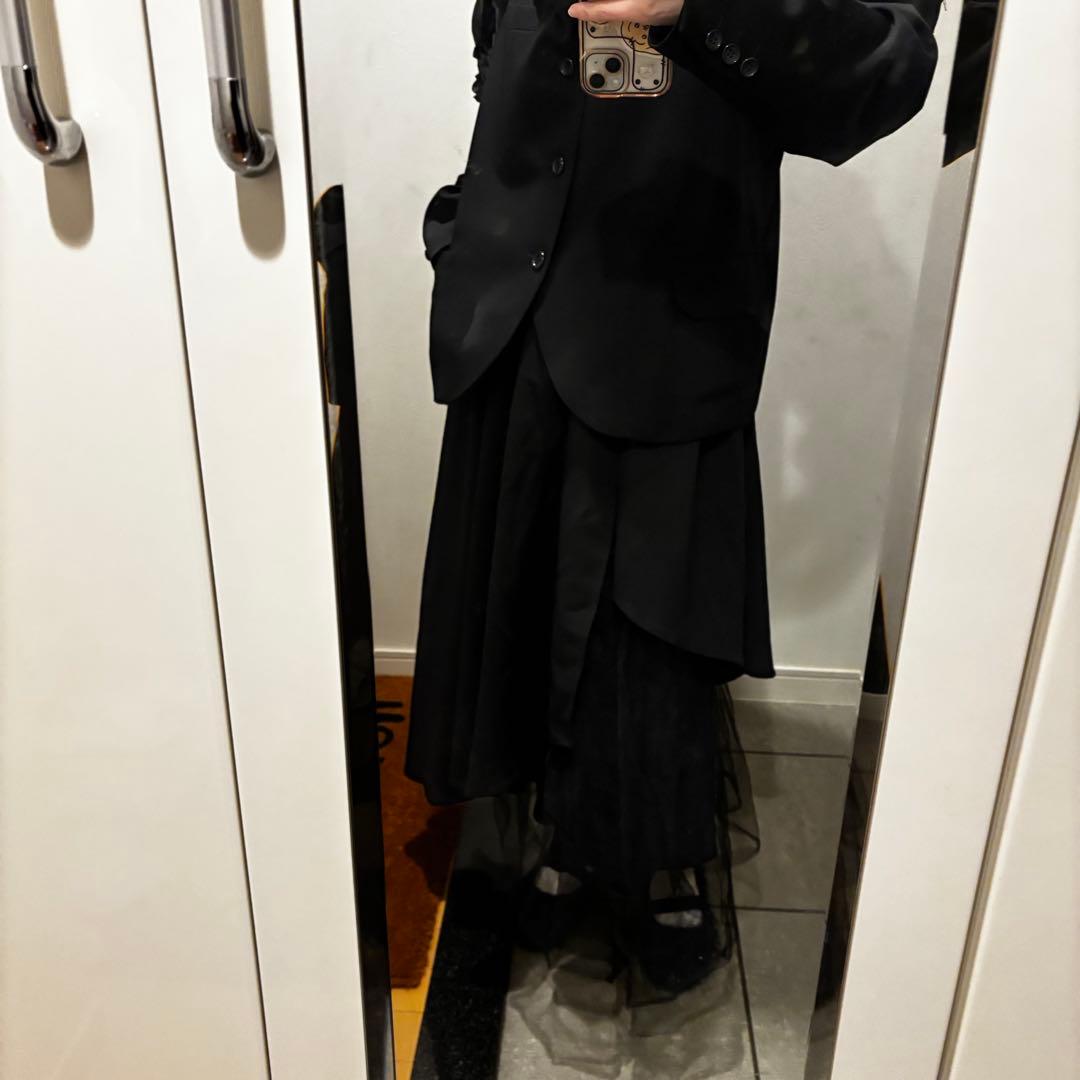 COMMEdesGARCONS アシンメトリースカート　チュール　ウールギャバ