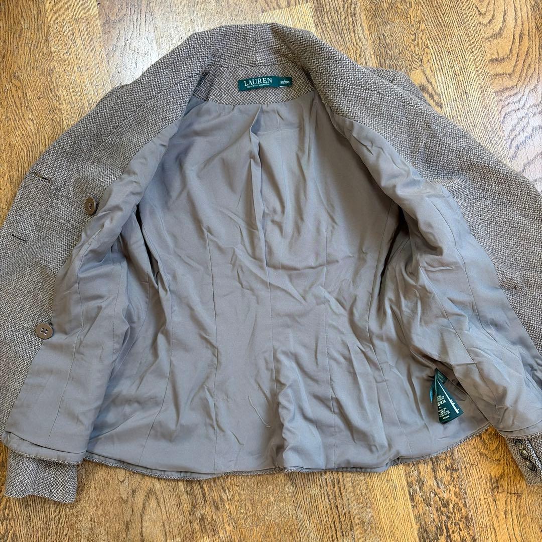 RALPH LAURENジャケット ウール混 ペプラム ヘリンボーンM