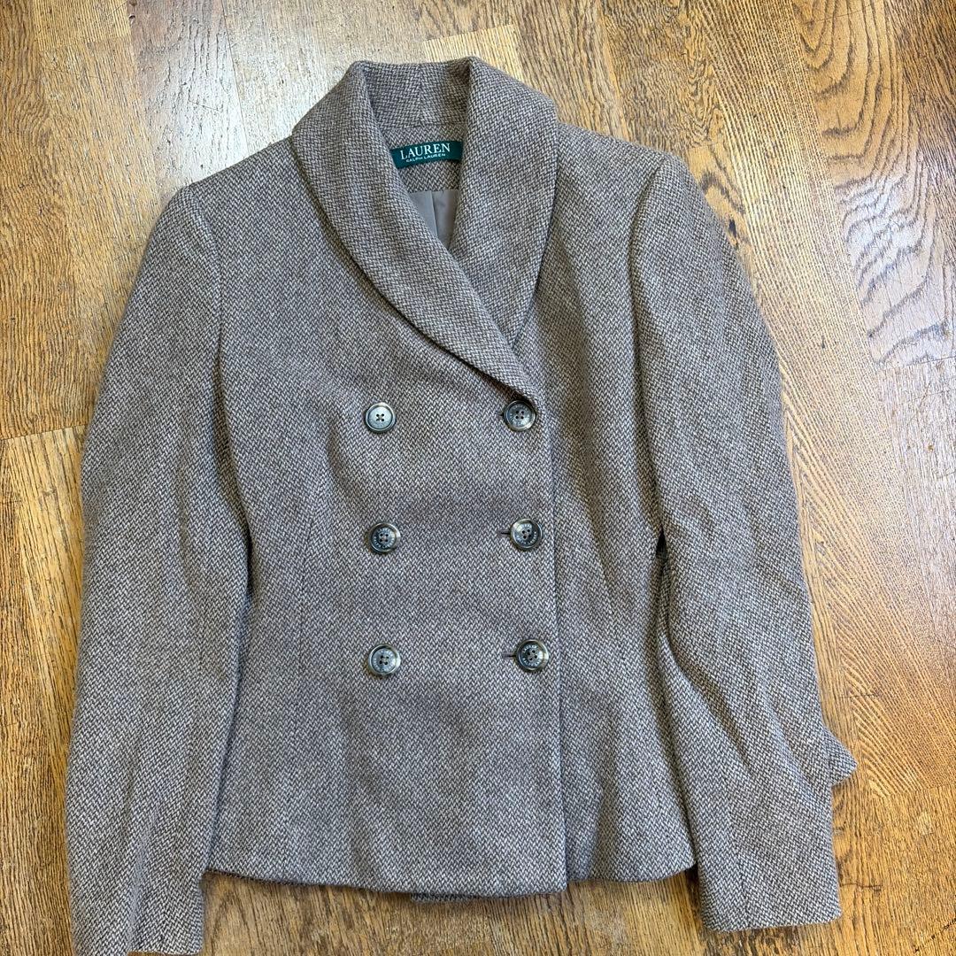 RALPH LAURENジャケット ウール混 ペプラム ヘリンボーンM