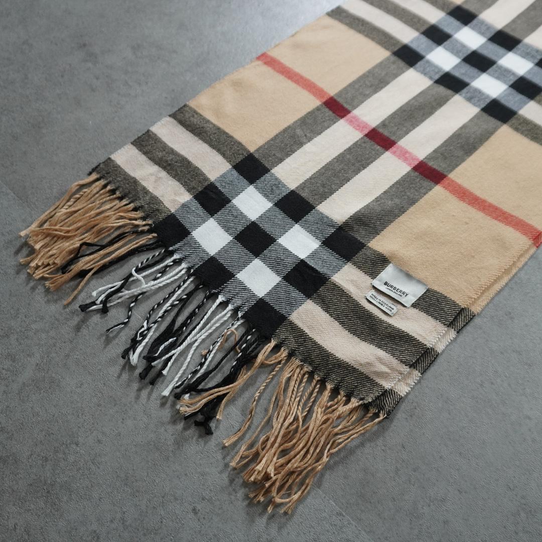 Burberry バーバリー 大判ロング ノバチェックマフラー ウール ベージュ