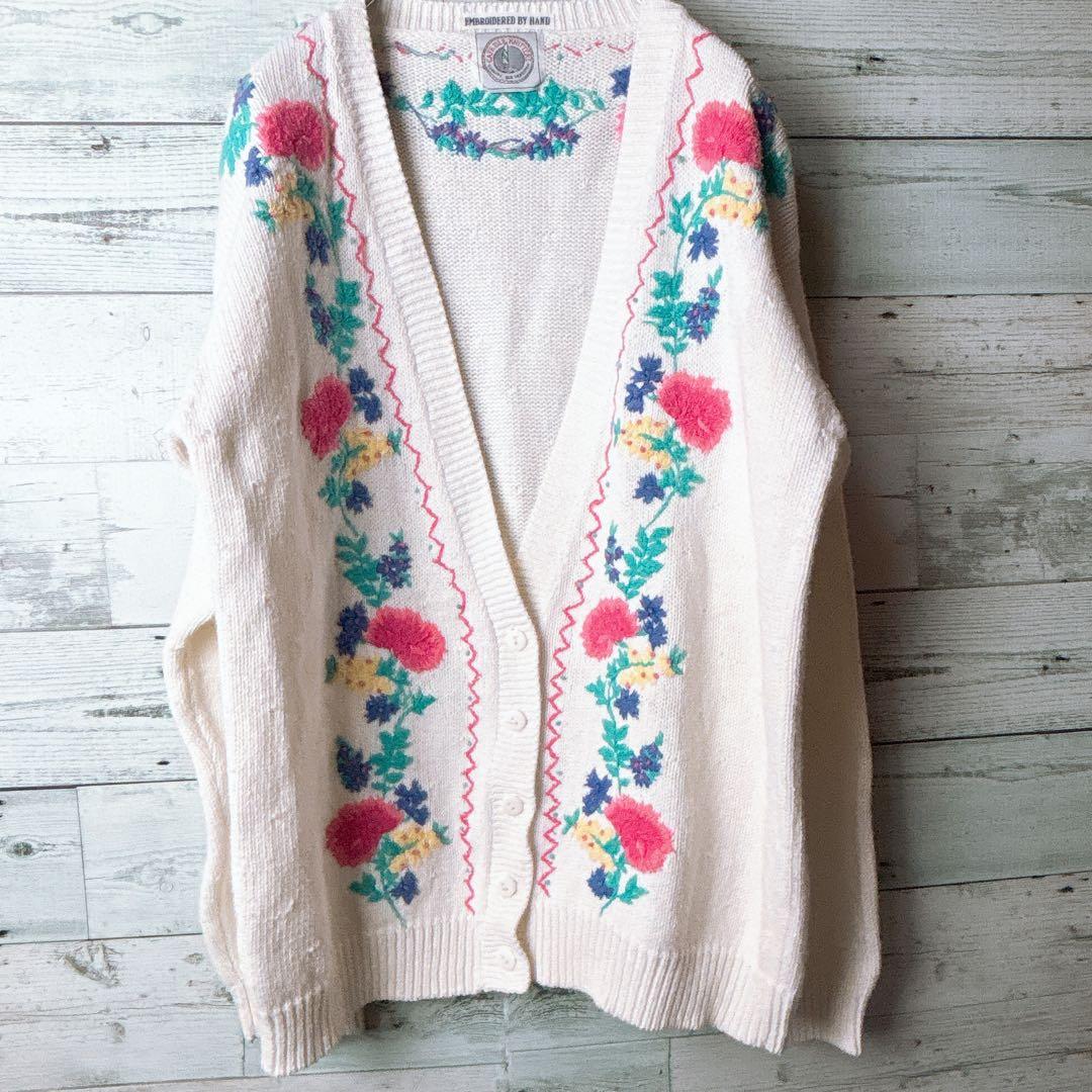 80s90s CAPEISLE KNITTERS ニット　カーディガン　花柄