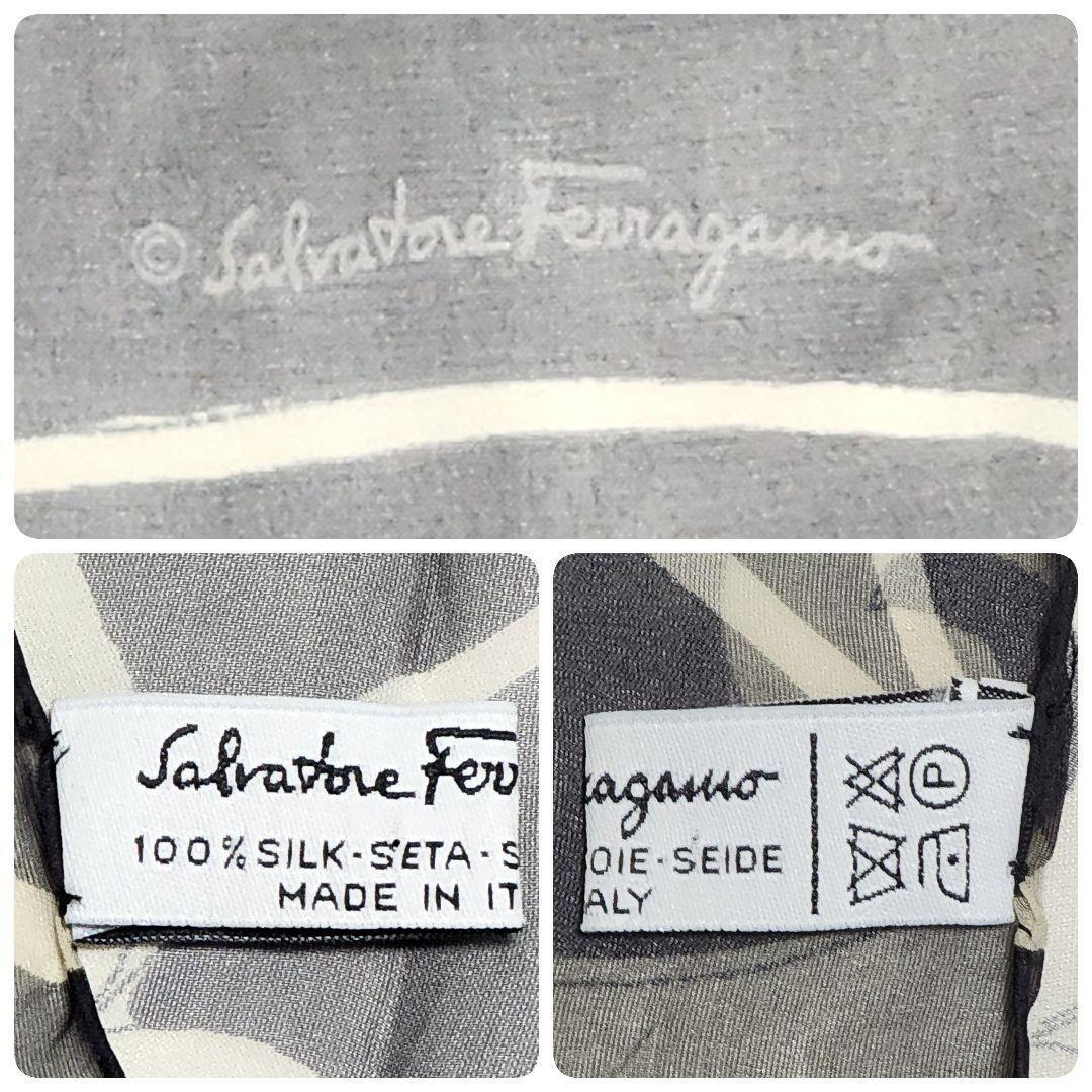 ☆Ferragamo☆ ストール シフォン アラベスク シルク ブラック