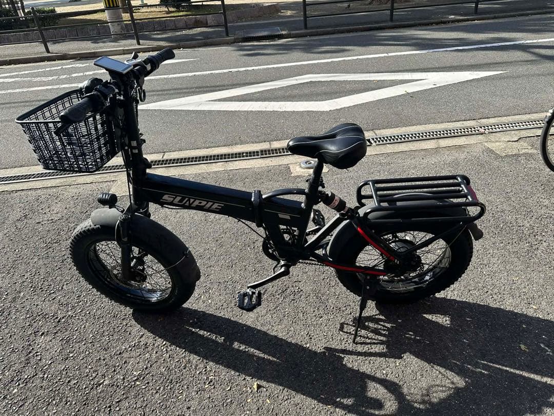 SUNPIE 電動アシスト自転車 折りたたみ 太タイヤ 手渡し（九条駅）