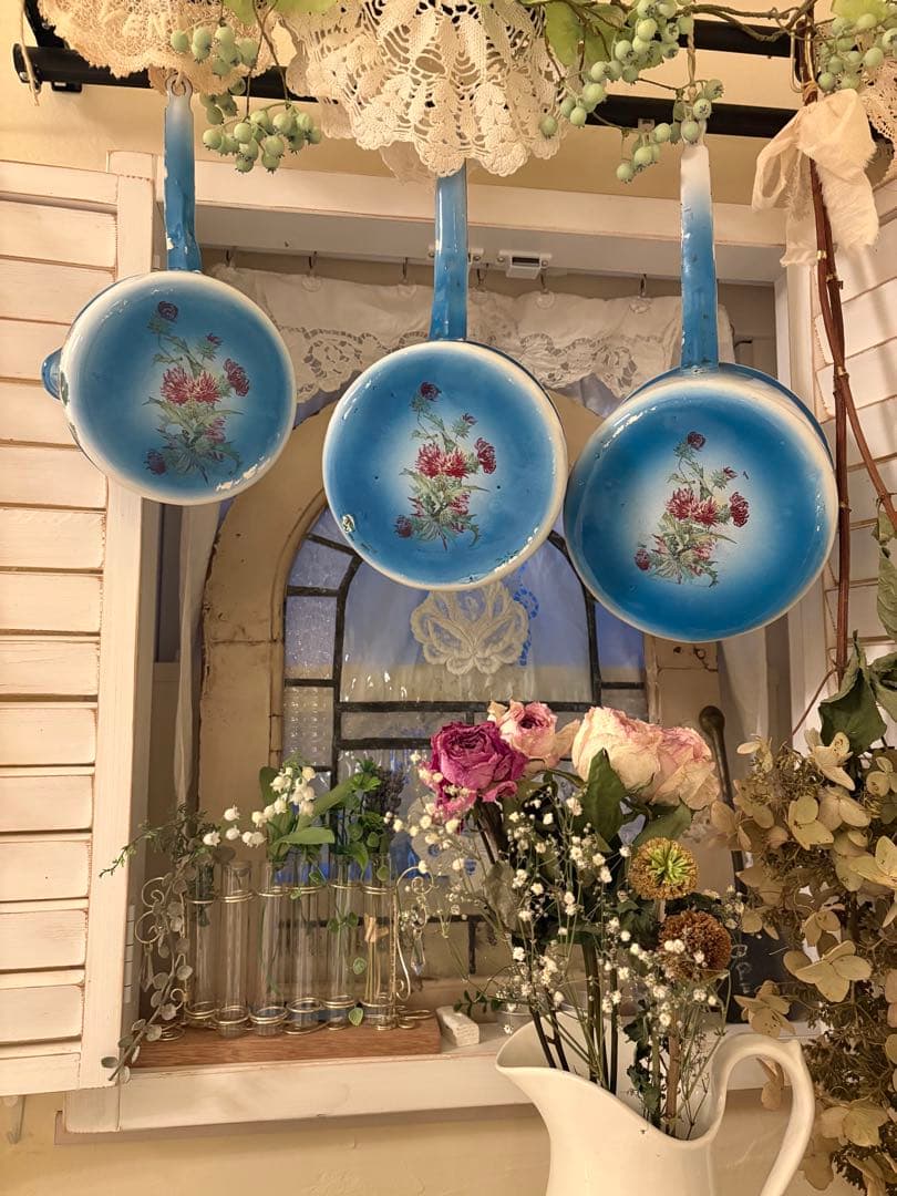 フランスアンティークホーロー♡JAPY社　ウェディングセット一部　片手鍋セット❣️