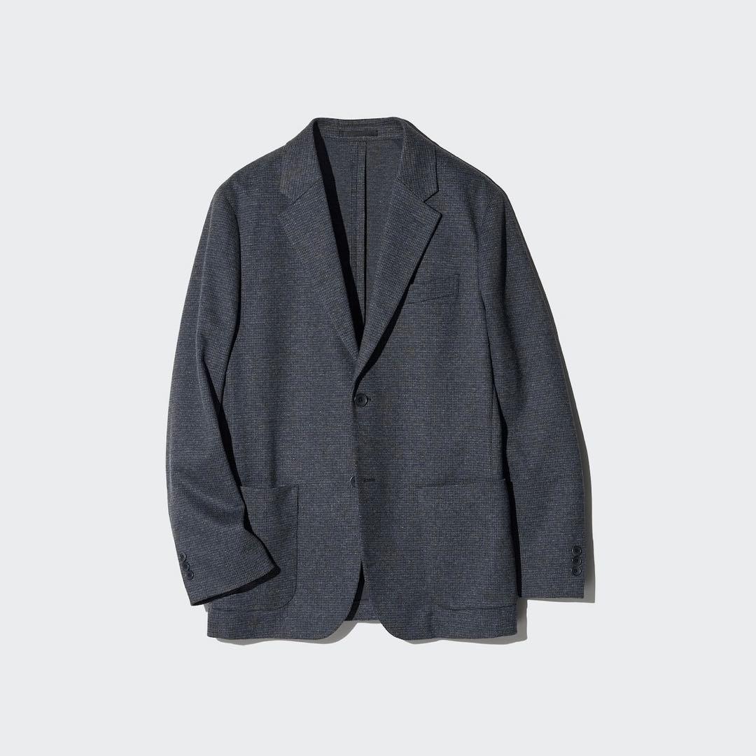 【新品】UNIQLO ブラッシュドジャージージャケット ダークグレー チドリ L