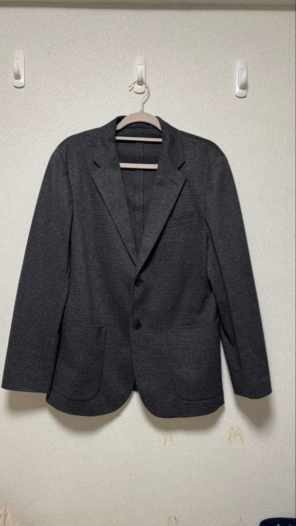 【新品】UNIQLO ブラッシュドジャージージャケット ダークグレー チドリ L