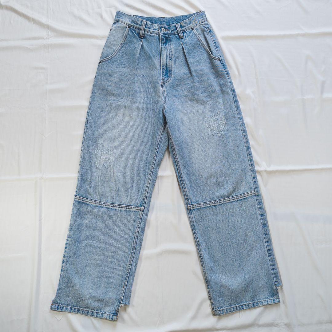 YENN イェン ハイライズ タック ワイド デニム パンツ 38