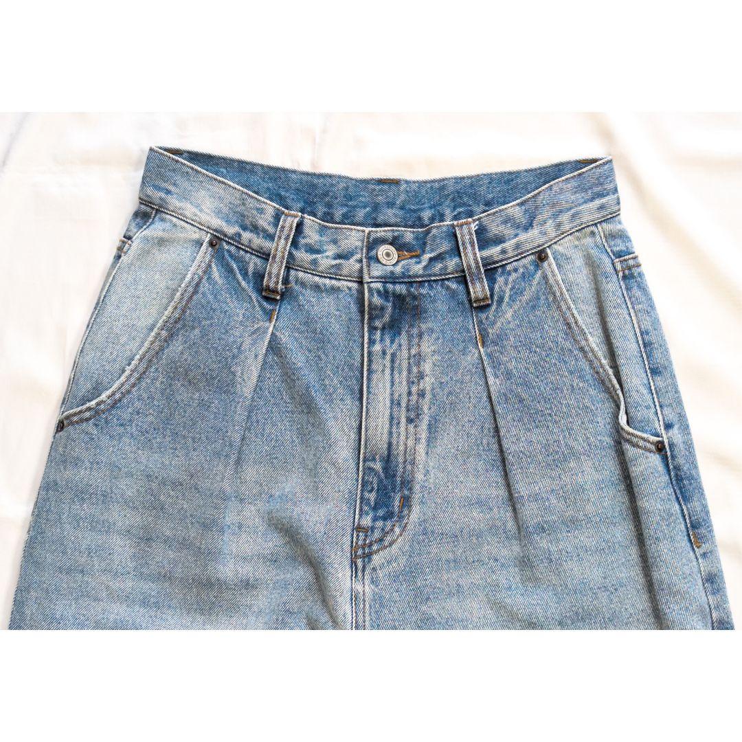 YENN イェン ハイライズ タック ワイド デニム パンツ 38