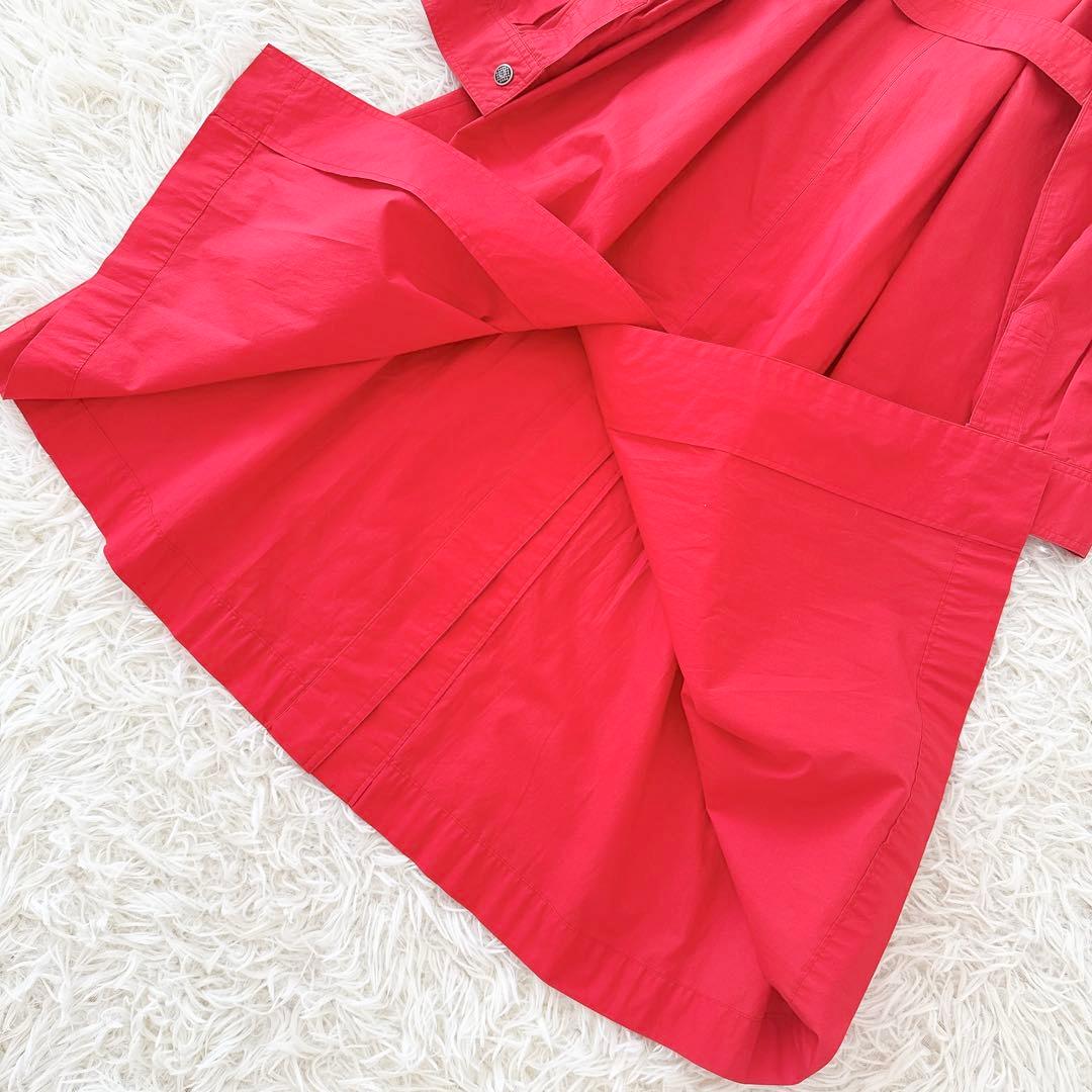 イヴサンローラン YSL✨ステンカラーコート ベルト エポレット レッド M