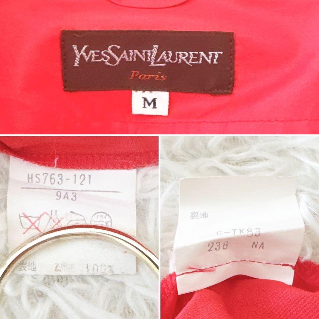 イヴサンローラン YSL✨ステンカラーコート ベルト エポレット レッド M