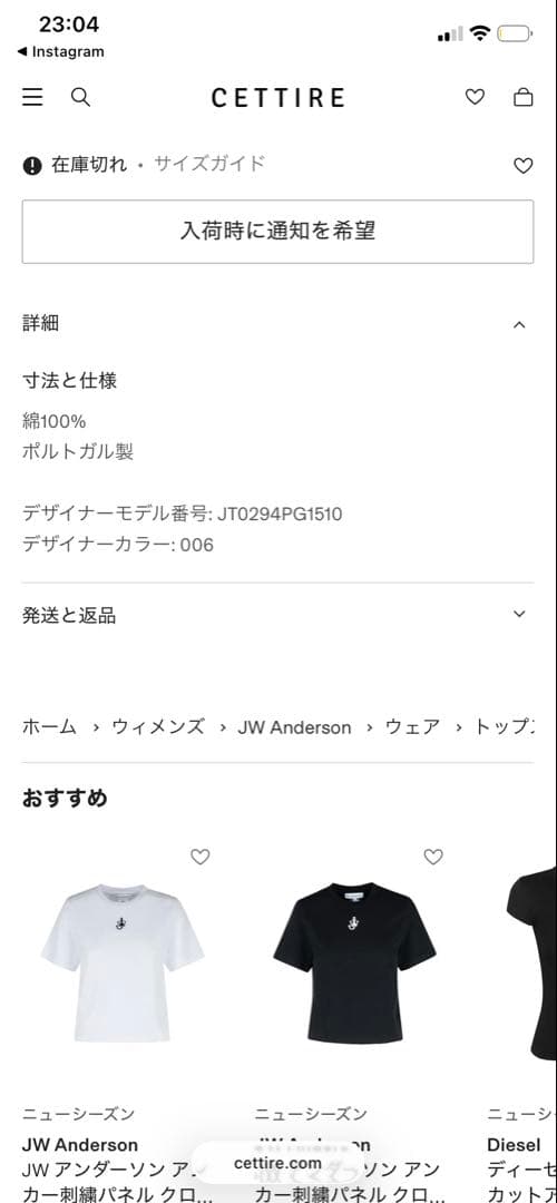 JW Anderson プリント　Tシャツ