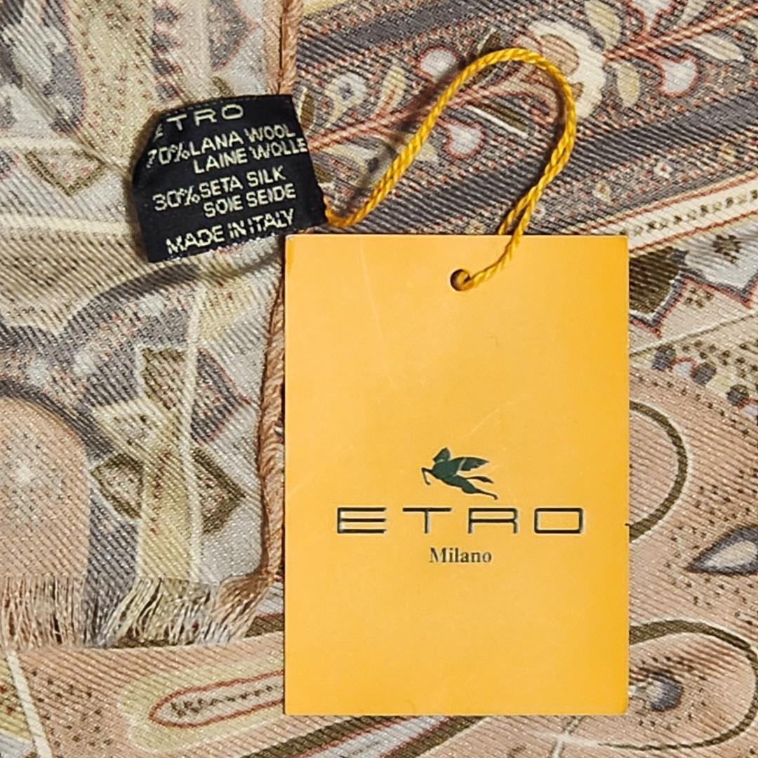 極美品★ETRO★ エトロ ストール ペイズリー柄 ウール混 ピンク タグ付き.