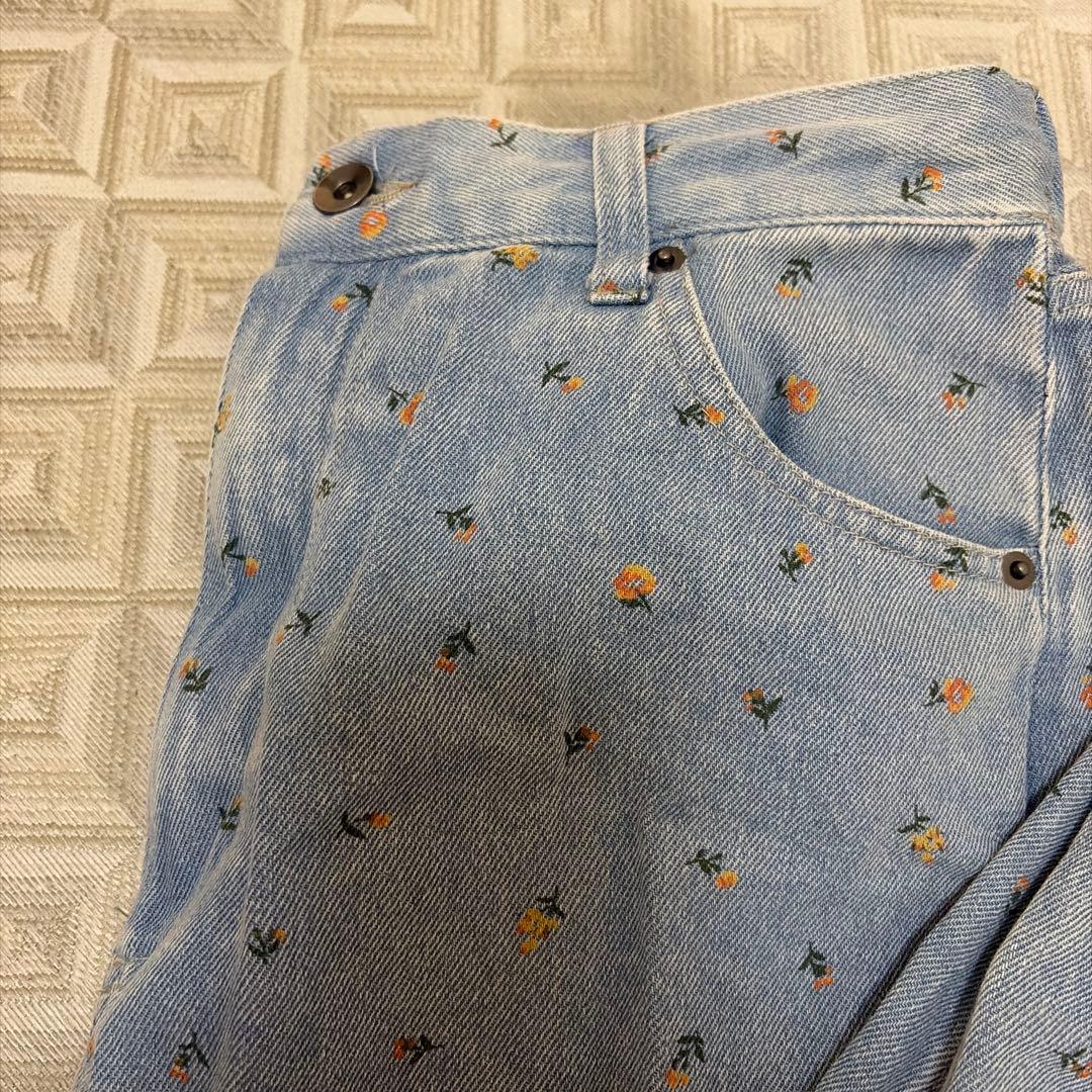 ニコアンド　セルフカットカーブパンツ　デニムパンツ　L