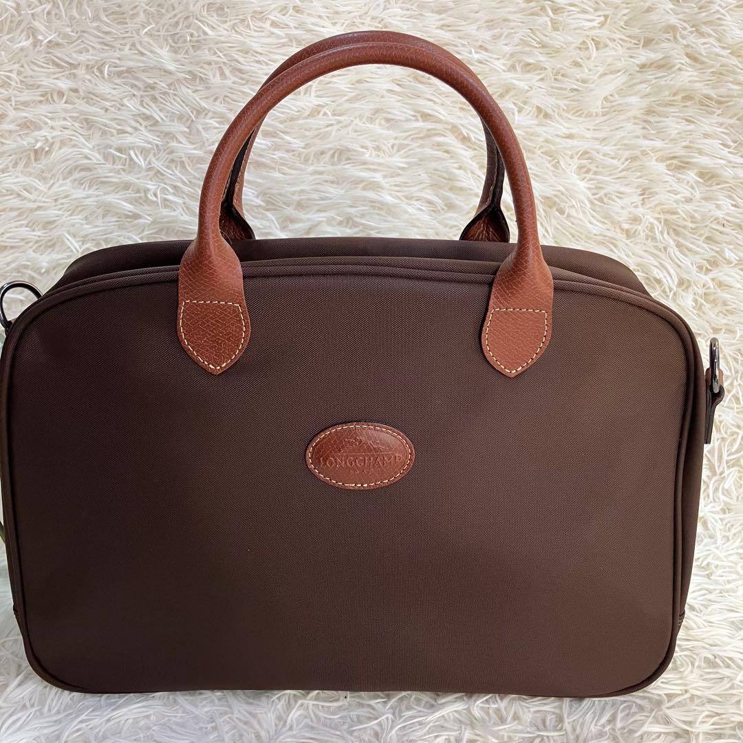 未使用品✨ロンシャン　2way ボストンバック　ブラウン　ポーチ　ショルダー紐付