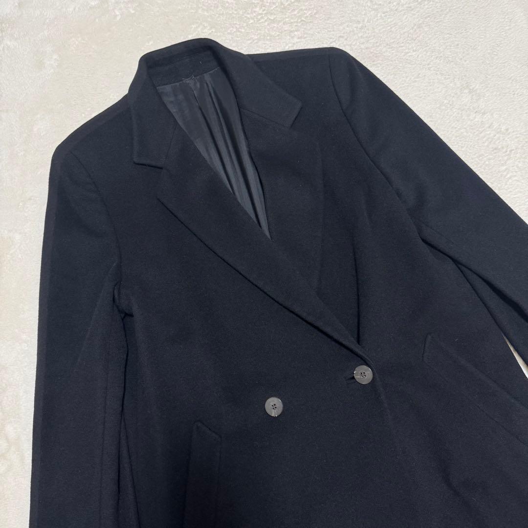 【デザイナーズ】 カシミヤ100% ロングコート 42 黒 日本製 高級