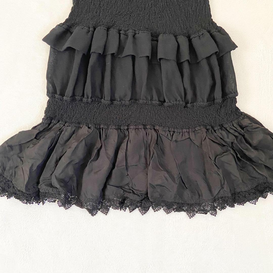 ISSEY MIYAKE me 黒 ワンピース フリル レース プリーツ