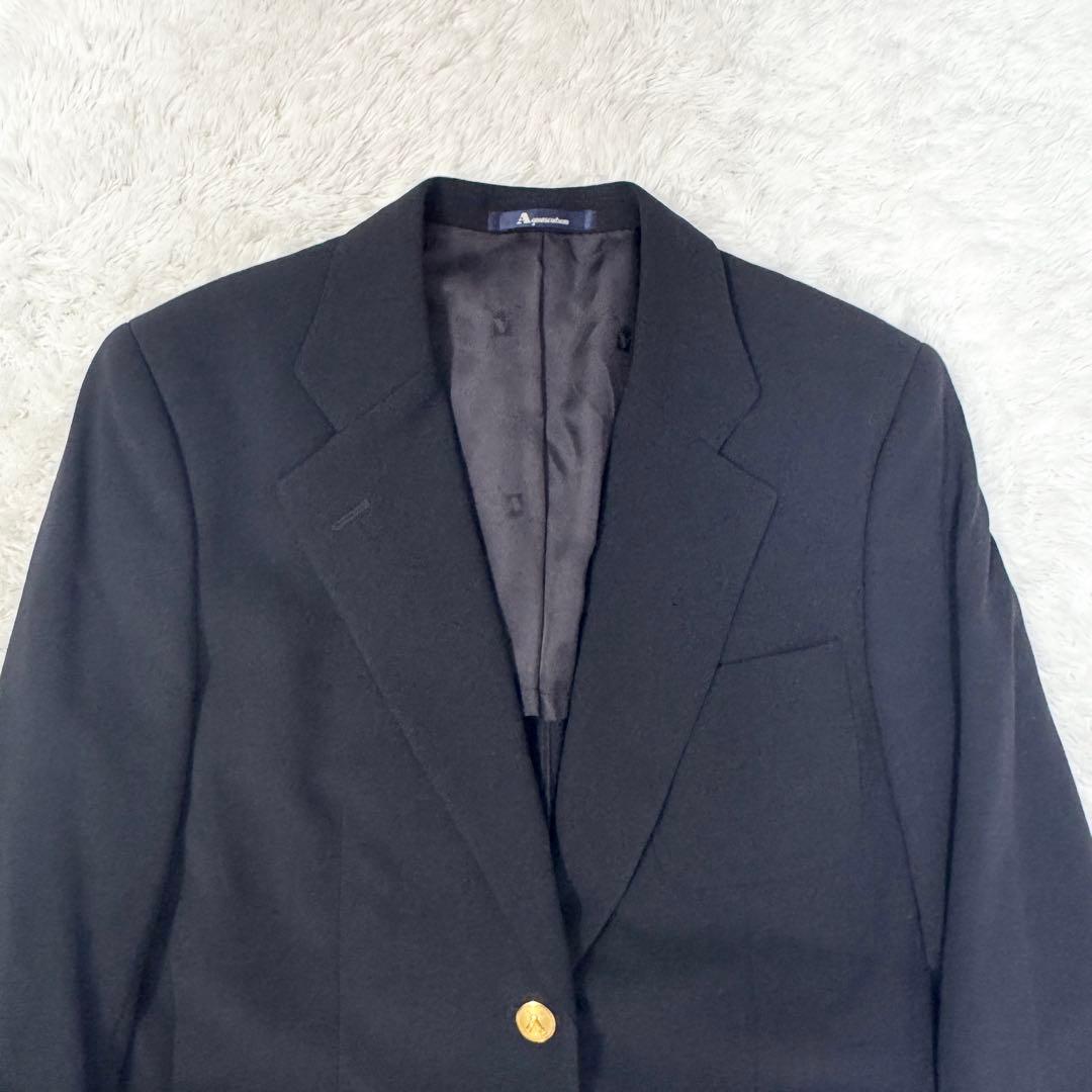 【アクアスキュータム】美品☆ジャケット　ウール　金ボタン　Aマーク　黒ブレザー9