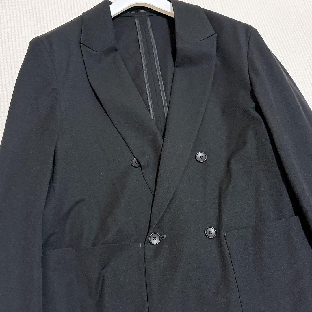 美品✨ユニバーサルランゲージ リネン混 ダブルジャケット Lサイズ 黒 麻