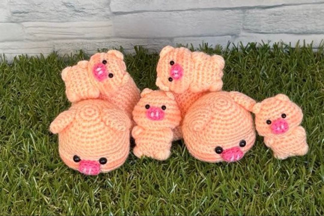 あみぐるみ　ぶた　親子　②　【ゆっこ】ハンドメイド