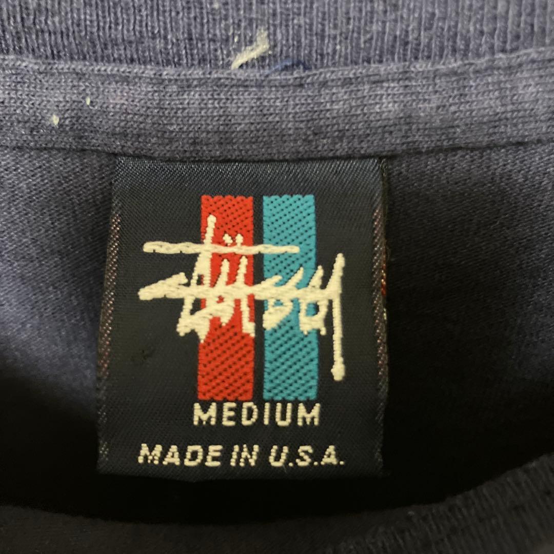 赤青タグ　Stussy ネイビー Tシャツ MEDIUM シャネルロゴ　クラウン