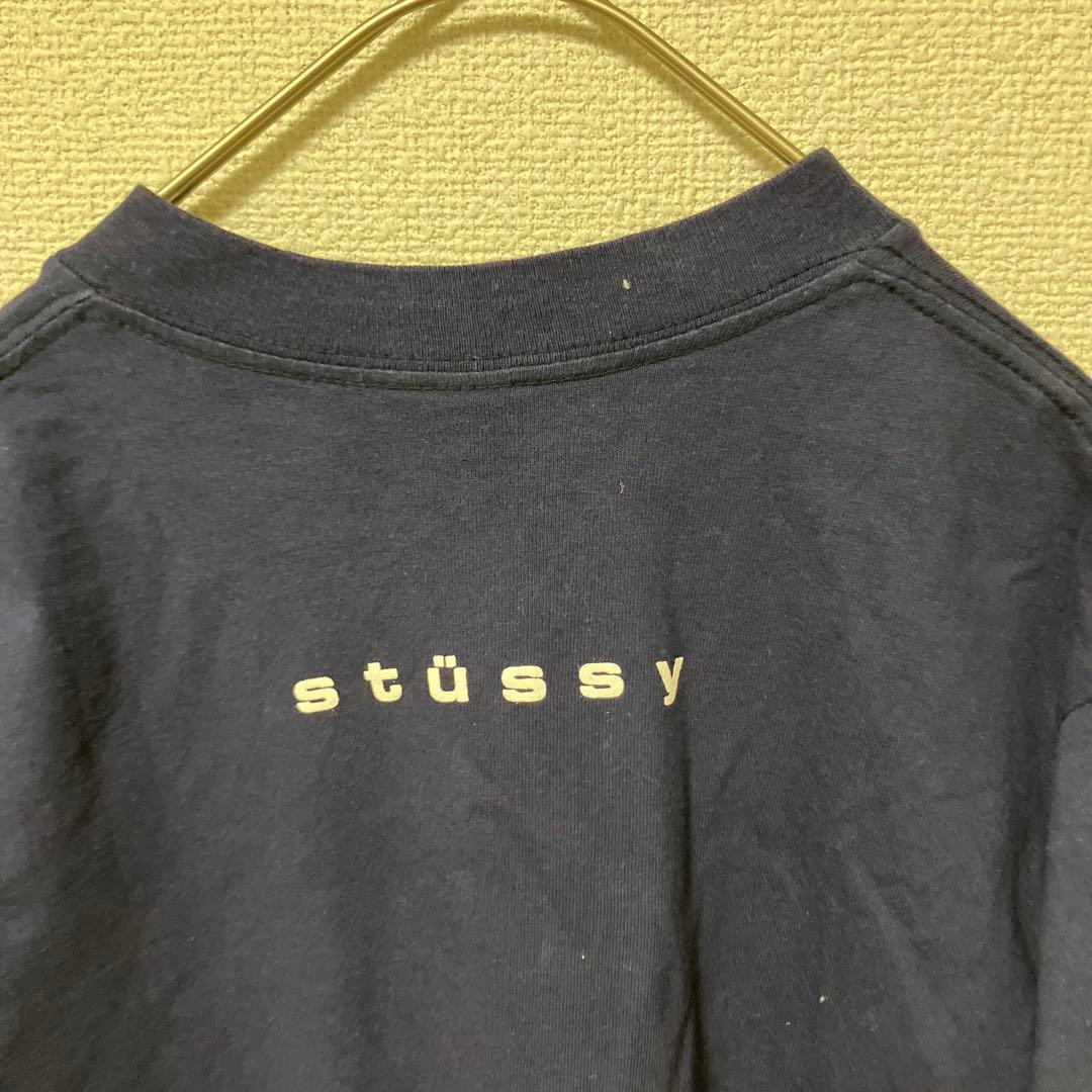 赤青タグ　Stussy ネイビー Tシャツ MEDIUM シャネルロゴ　クラウン