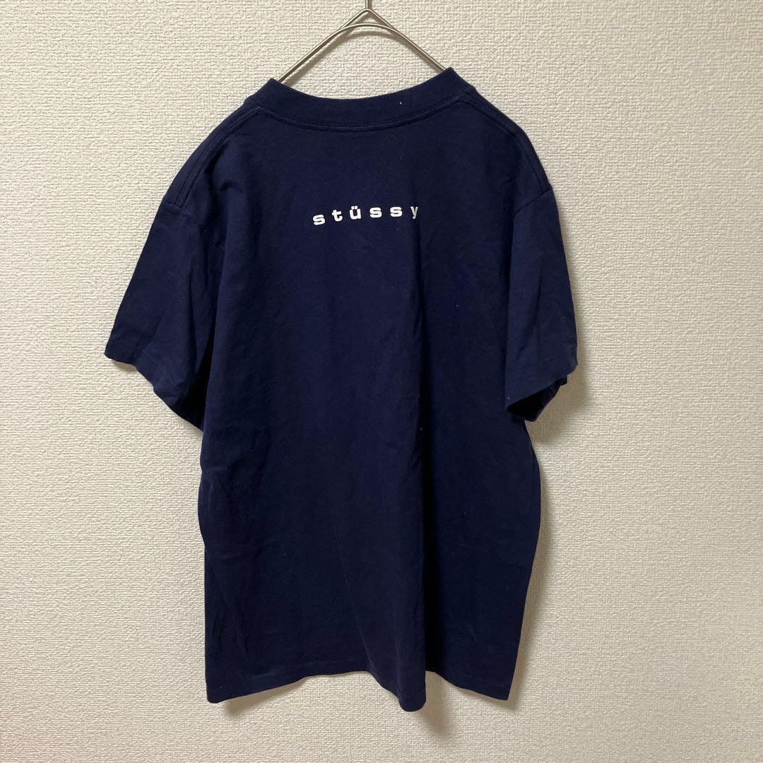赤青タグ　Stussy ネイビー Tシャツ MEDIUM シャネルロゴ　クラウン