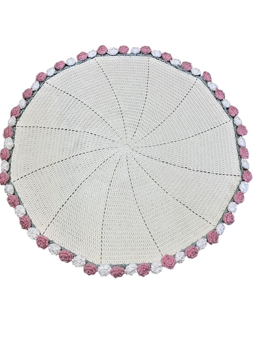 フラワーブランケット 花束ブランケット　バラ　ひざ掛け　ピンク×ホワイト80cm