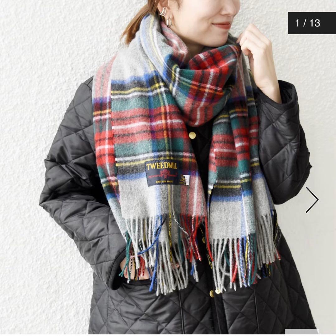 【美品】TWEEDMILL グレーチェック　大判ストール