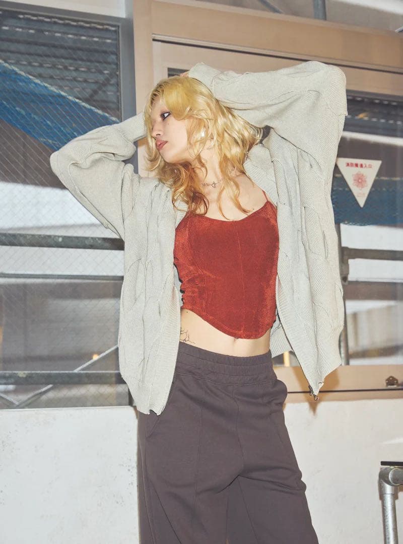 K*i様 juemi Rhombus Plated Cardigan gray