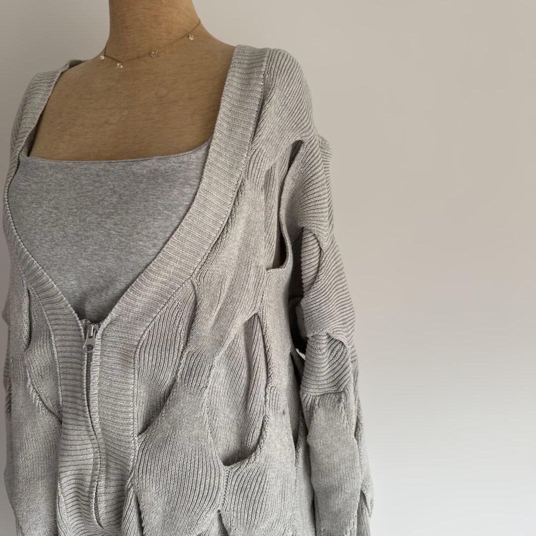 K*i様 juemi Rhombus Plated Cardigan gray