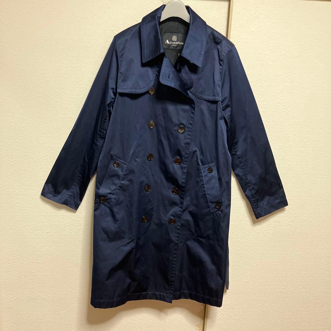 Aquascutum☆紺色トレンチコートサイズ15Lダブル☆angela☆